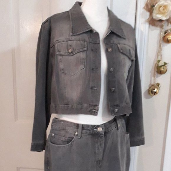 Jeanology Cropped Denim Jacket Size 18 ~ (Gray) By METRO STYLE - Picture 5 of 5